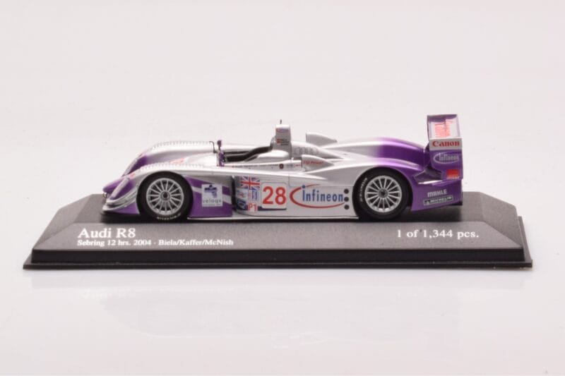 Audi R8 LMP900 #28 F. Biela / P. Kaffer / A. McNish 12 Hours of Sebring Winner 2004 Minichamps 1:43