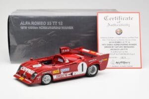 Alfa Romeo 33TT 12 #1 A. Merzario / J. Laffite 1000km Nurburgring Winner 1975 AUTOart 1:18 87505 Metall — Bild 8 von 8