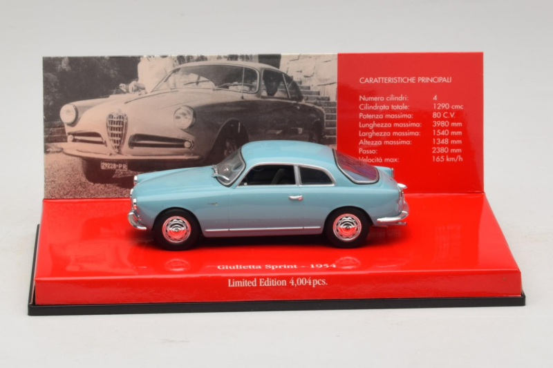 Alfa Romeo Giulietta Sprint Hellblau Minichamps 1:43 403120403 Metall