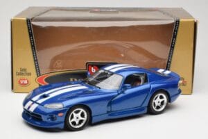 Dodge Viper GTS SR II Blau mit Weißen Streifen Bburago 1:18 3330 Metall — Bild 8 von 8