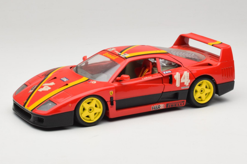 Ferrari F40 Evoluzione #14 L. Dalla Noce H&R Rot mit Gelben Rädern 1992 Bburago 1:18 3042-H1 Metall
