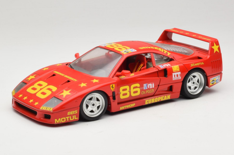 Ferrari F40 LM #86 Ch. Pozzi IMSA 24 Hours of Le Mans 1985 Rot Bburago 1:18 3332-P6 Metall