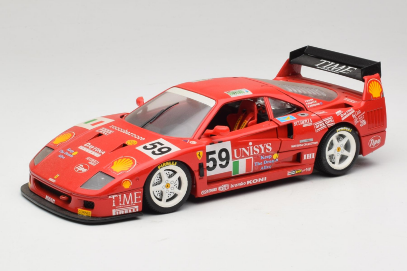 Ferrari F40 LM Unisys #59 Ota / P. Nappi / R. Donovan 24 Hours of Le Mans 1996 Bburago 1:18 3032-U1 Metall
