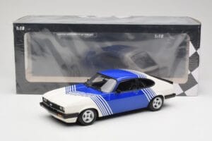 Ford Capri Mk2 3.0 Weiß mit Blauen Streifen Minichamps 1:18 155788600 Metall — Bild 6 von 6
