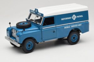 Land Rover Series III 109 Soft Top Motorway Patrol Blau Eagles Race 1:18 4403 Metall
