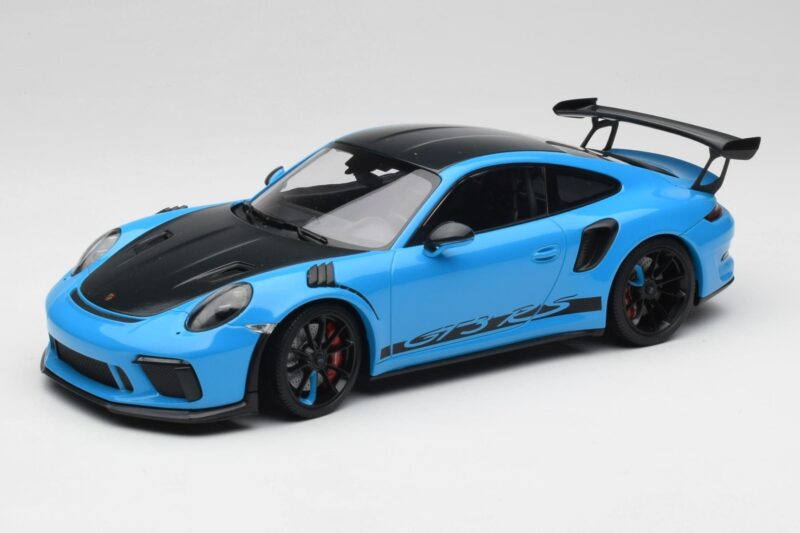Porsche 911 991.2 GT3 RS Miami Blau Weissach Package & Schwarze Magnesium Räder Minichamps 1:18 153068231 Metall