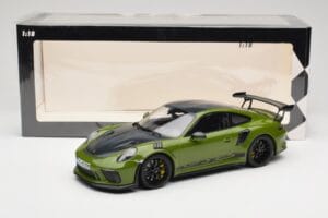 Porsche 911 991.2 GT3 RS Weissach Package Lizard Green Wording & Schwarze Magnesium-Felgen Minichamps 1:18 155068232 Metall — Bild 6 von 6