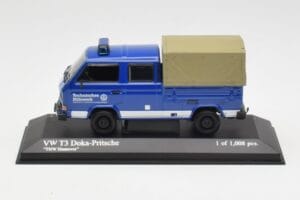 Volkswagen T3 Doppelkabine Pritschenwagen THW Hannover Minichamps 1:43 400055290 Metall