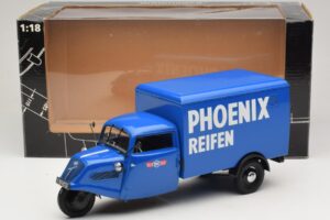 Tempo Hanseat Dreirad-Kastenwagen Phoenix Blue Minichamps 1:18 180099040 Metall — Bild 6 von 6