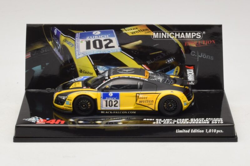 Audi R8 LMS GT3 #102 H-J. Stuck / H. Heyer Black Falcon 24 Hours of Nurburgring 2010 Minichamps 1:43 Audi R8 LMS GT3 #102 H-J. Stuck / H. Heyer Black Falcon 24 Hours of Nurburgring 2010 Minichamps 1:43 437101912 Metall