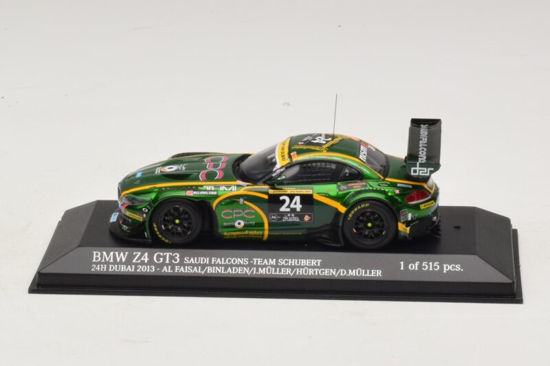 BMW Z4 GT3 Saudi Falcons #24 Al Faisal / Binladen 24 Hours of Dubai 2013 Minichamps 1:43 437132424 Metall