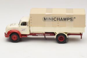 Magirus-Deutz S 7500 Jupiter Pritschenwagen Weiß Rot Minichamps 1:43 439141022 Metall — Bild 3 von 6