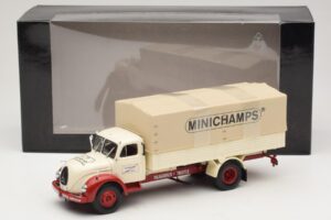 Magirus-Deutz S 7500 Jupiter Pritschenwagen Weiß Rot Minichamps 1:43 439141022 Metall — Bild 6 von 6