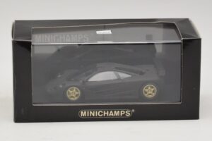 McLaren F1 GTR Prototype Mattschwarz Mit Goldenen Felgen Minichamps 1:43 MCLAREN008 Metall — Bild 4 von 4