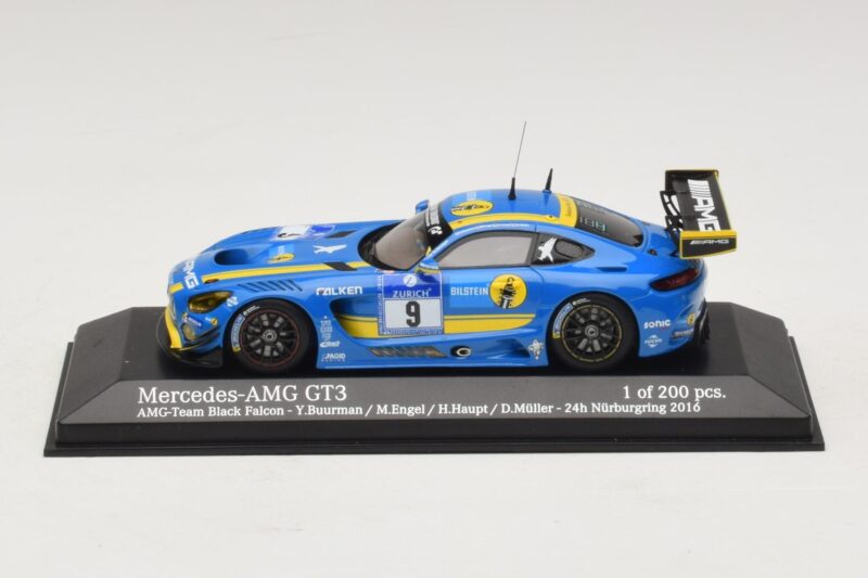 Mercedes AMG GT3 Black Falcon #9 Y. Buurman / M. Engel 24 Hours of Nurburgring 2016 Minichamps 1:43 Mercedes AMG GT3 Black Falcon #9 Y. Buurman / M. Engel 24 Hours of Nurburgring 2016 Minichamps 1:43 437163009 Metall