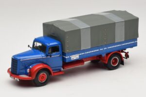 Mercedes L 315 Pritschenwagen Blau Rot Minichamps 1:43 439034420 Metall