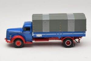 Mercedes L 315 Pritschenwagen Blau Rot Minichamps 1:43 439034420 Metall — Bild 3 von 6
