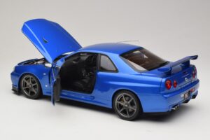 Nissan Skyline GT-R R34 V-Spec II Blau Metallic OEM Felgen KK-Scale 1:12 KKDC120211-1 Metall — Bild 5 von 8
