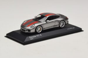 Porsche 911 991.1 R Silber Mit Orangen Streifen Minichamps 1:43 410066222 Metall — Bild 2 von 5